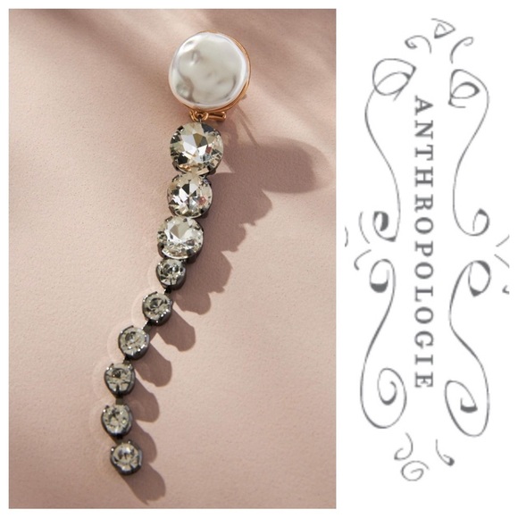 NWT Pearl Crystal Bezel Drop Earrings - Picture 3 of 5